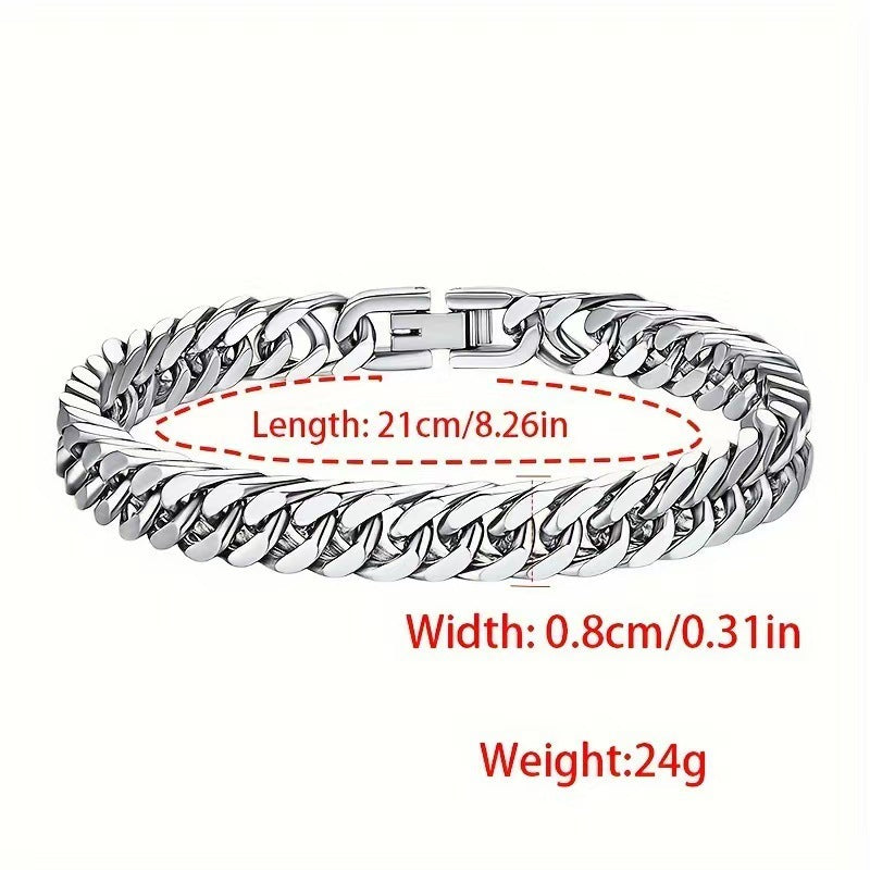 Titanium Steel U-shaped Buckle Simple Stainless Four-sided Grinding Woven Cuban Bracelets
