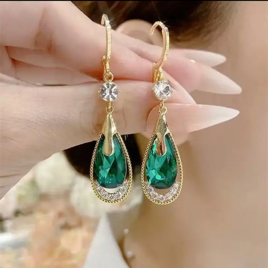 Purple Beauty Tear Design Crystal Water Earrings