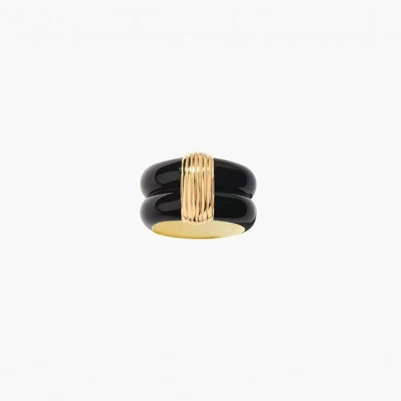 Striped Niche High Sense Gold Black Rings