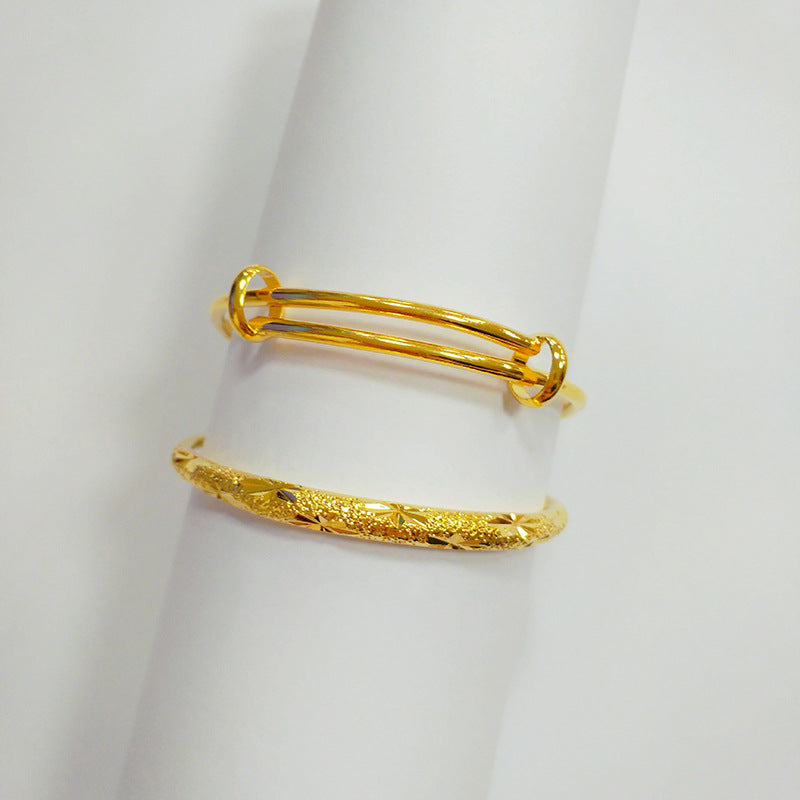 Children's Boutique Alluvial Gold Push-pull Opening Adjustable Glossy Simple Round Bracelet