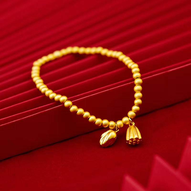 Women's Placer Gold Electroplated Real Lotus Simple Elegant Live Broadcast Bracelets