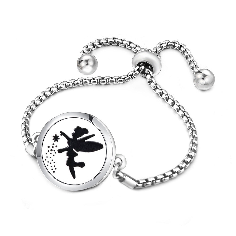 Angel Wings Mosquito Repellent Stainless Steel Essential Oil Perfume Box Bracelet