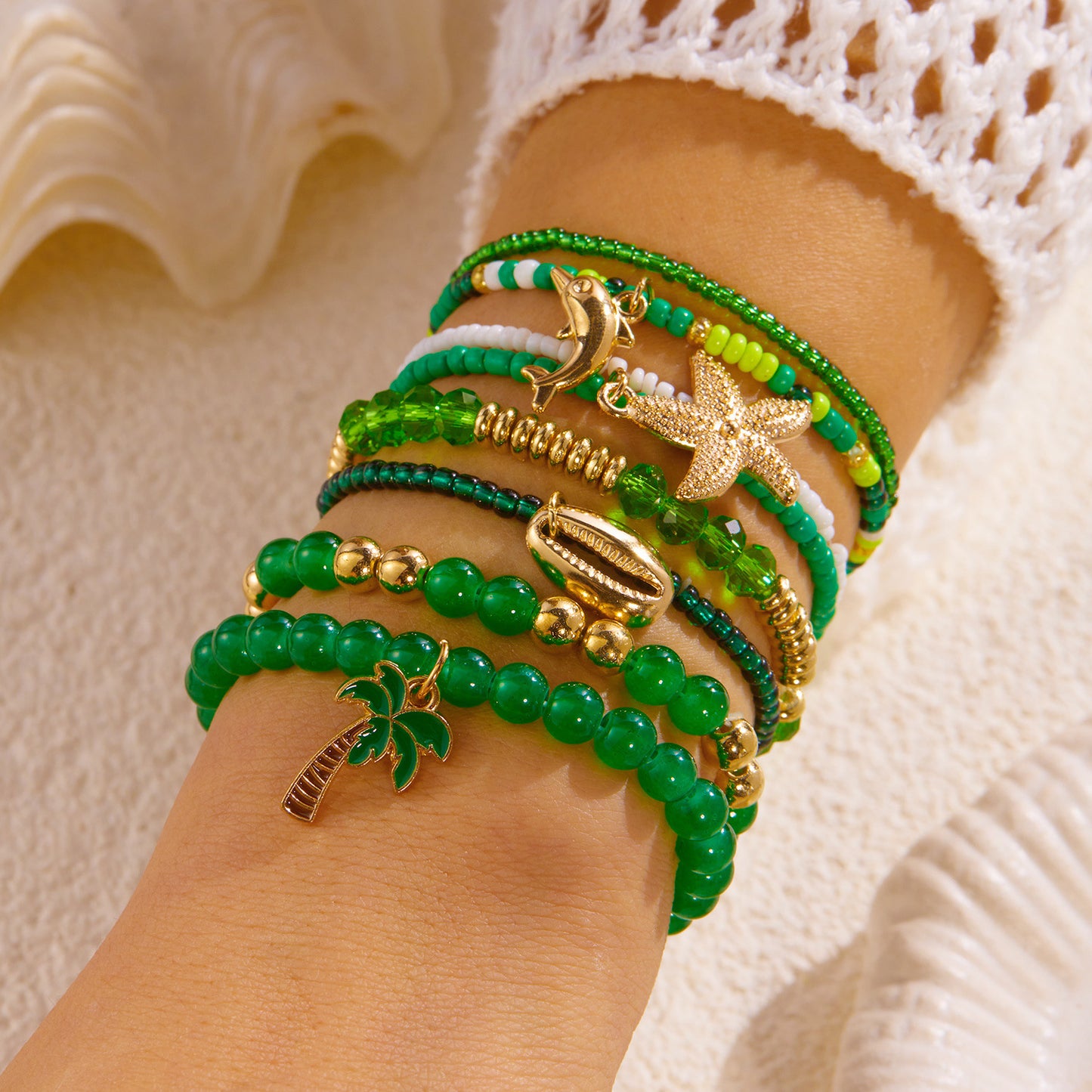 Summer Vacation Style Twin Starfish Fishtail Female Creative Bracelet