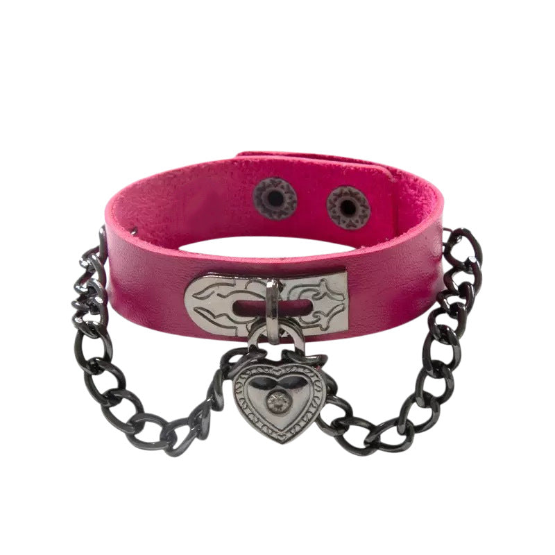 Peach Heart Lock Chain Personality Trend Bracelets