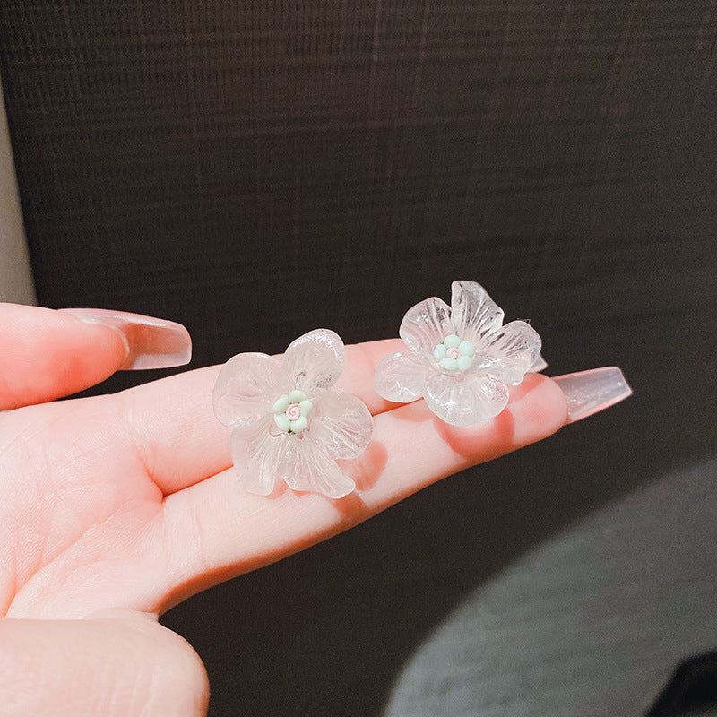Women's Transparent Acrylic Flower For Temperament Wild Ear Stud Earrings