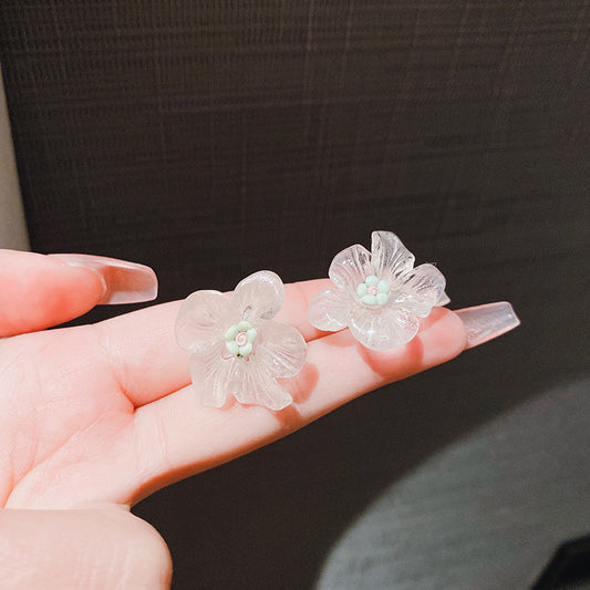 Women's Transparent Acrylic Flower For Temperament Wild Ear Stud Earrings