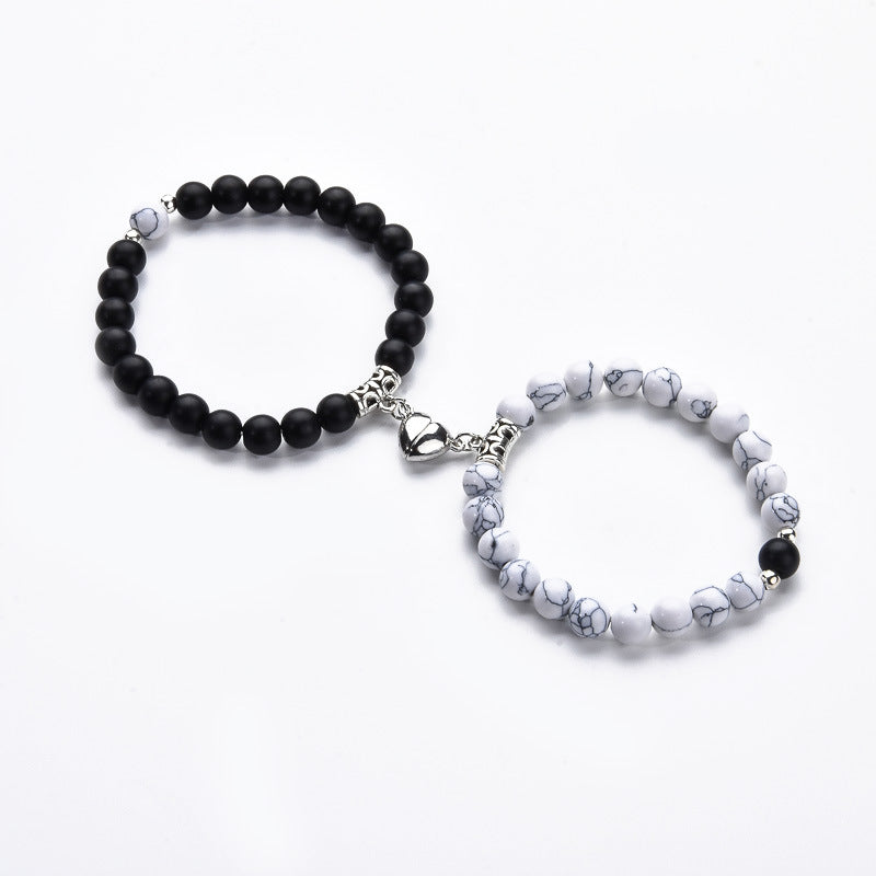 Powder Jade Love Magnetic Buckle Couple Bracelets