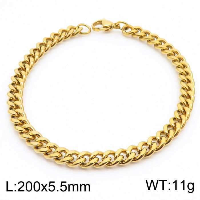 Men's Fashion Side Flat Chain Stainless Steel Bracelets