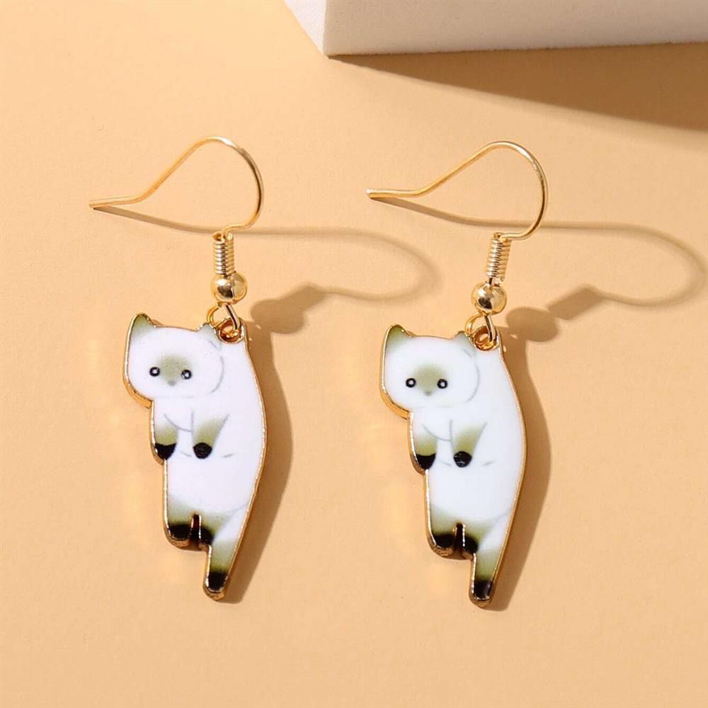 Ear Hook Cartoon Young Flower Cat Sweet Earrings