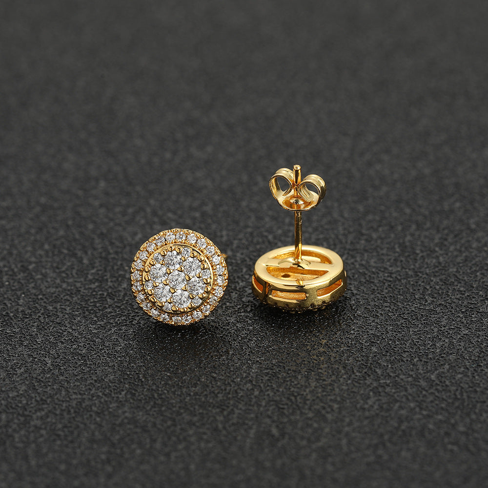 Women's & Men's Flash Round Copper Inlaid Zircon Hip Stud Earrings