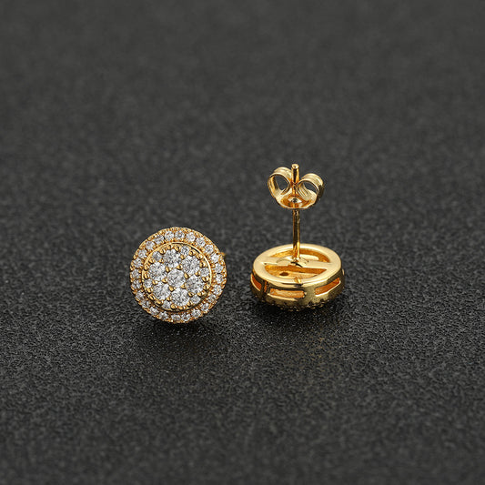 Women's & Men's Flash Round Copper Inlaid Zircon Hip Stud Earrings