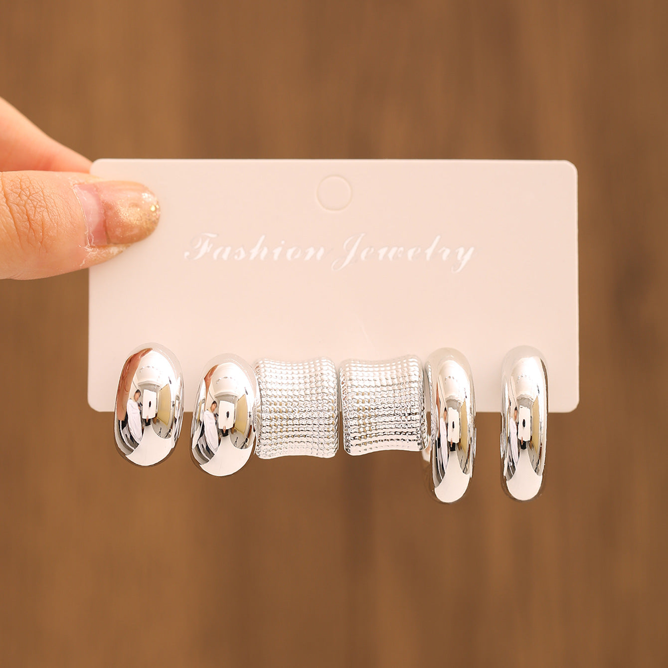 Women's Gold Geometric Fashionable High Sense Combination Earrings