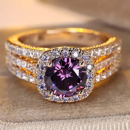 Copper Micro Inlaid Zircon Index Finger Rose Gold Round Bag Rings