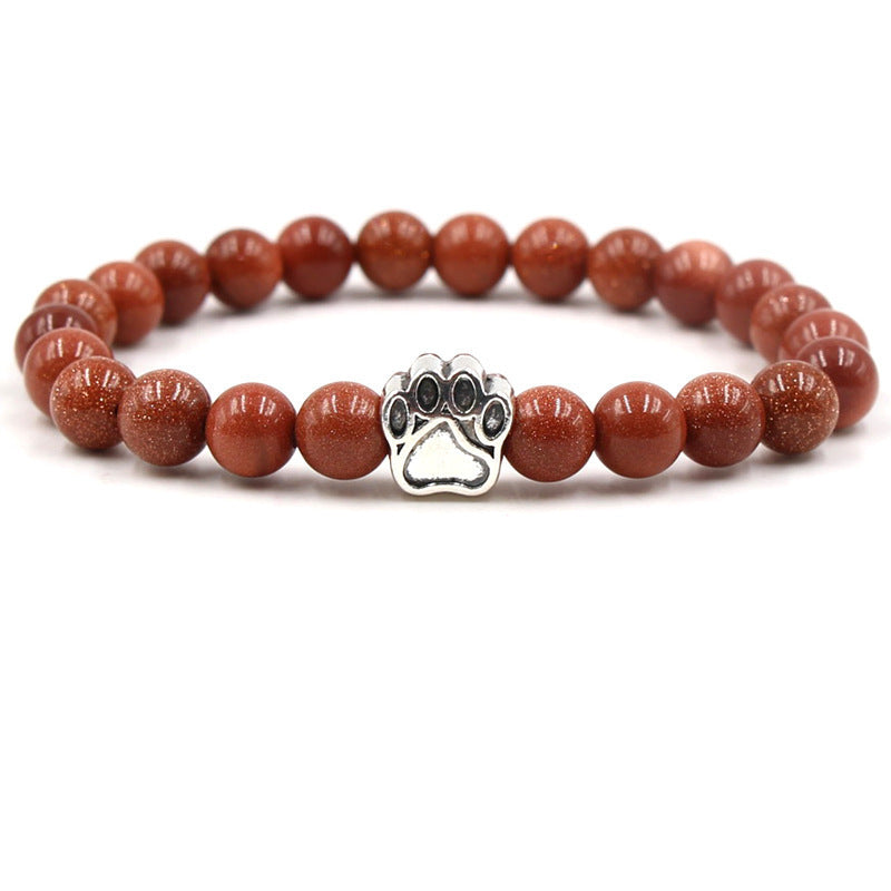 Holiday Gift Beaded Adjustable Foot Volcanic Rock Obsidian Turquoise Dog's Bracelets