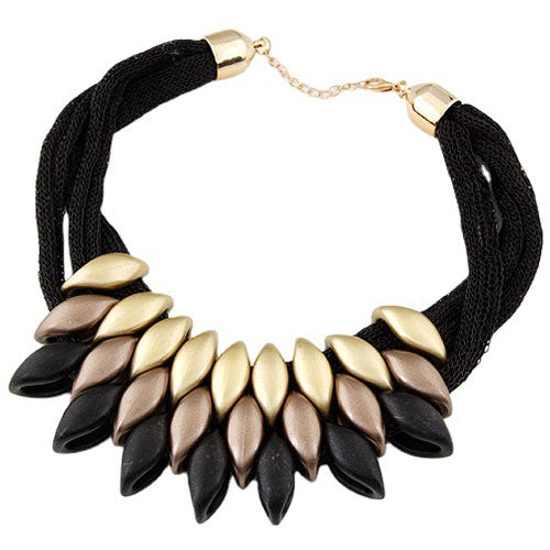 Women's Bohemian Acrylic Water Drop Tassel Cotton Necklace