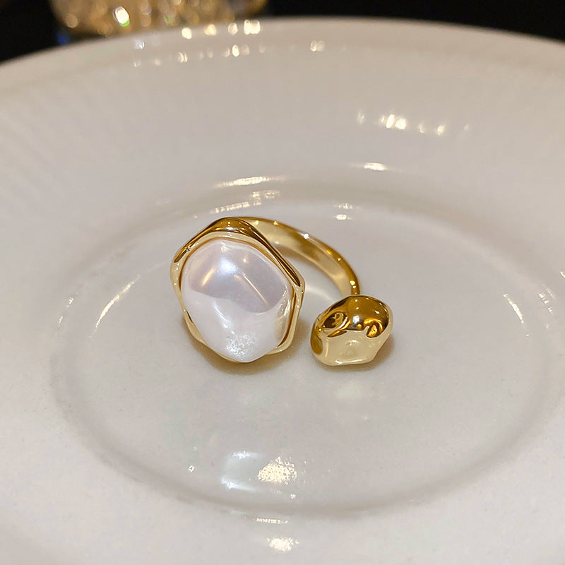 Rose Flower Love Pearl Light Luxury High Sense Ring