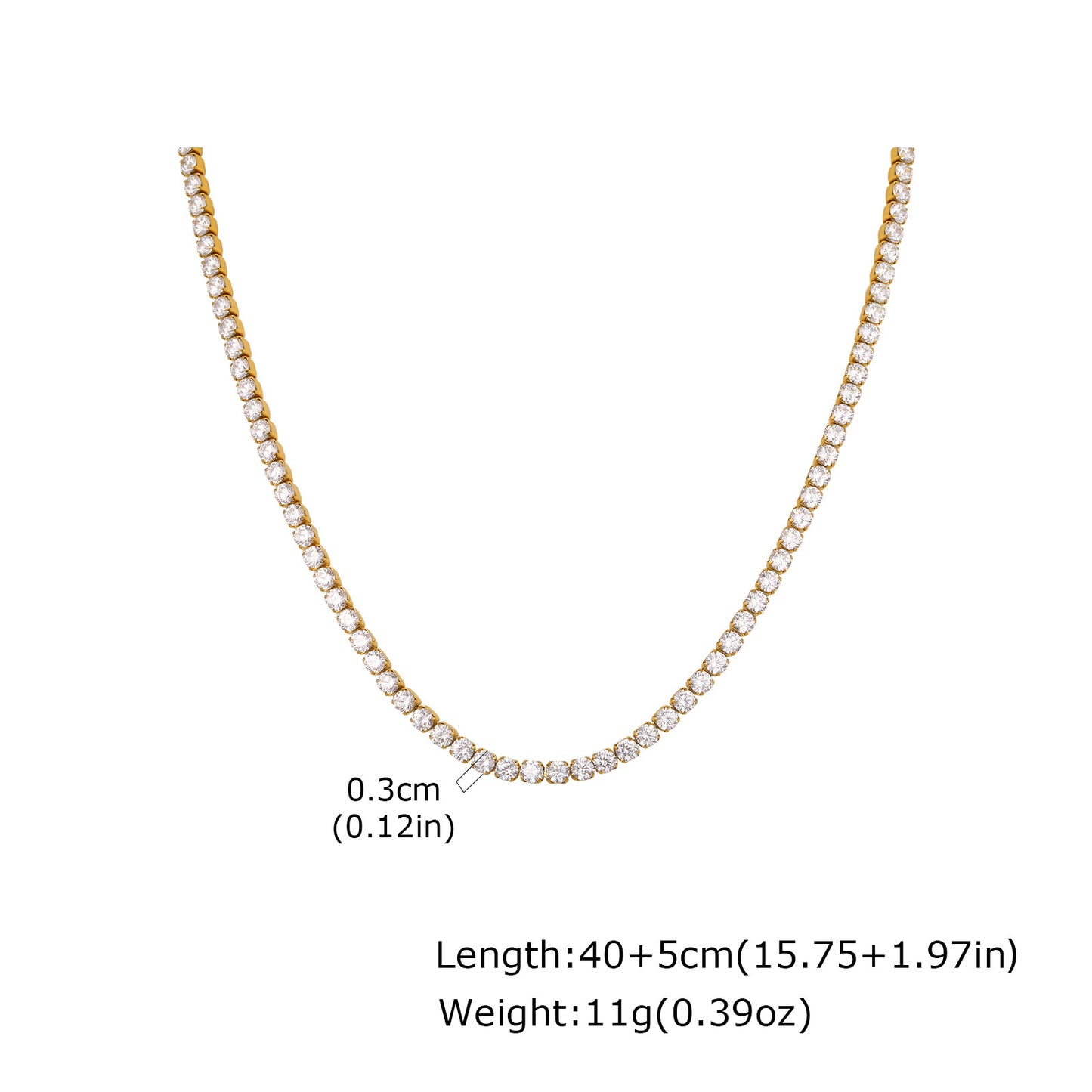 Women's Steel Zircon Chain Tennis Golden Titanium Necklaces