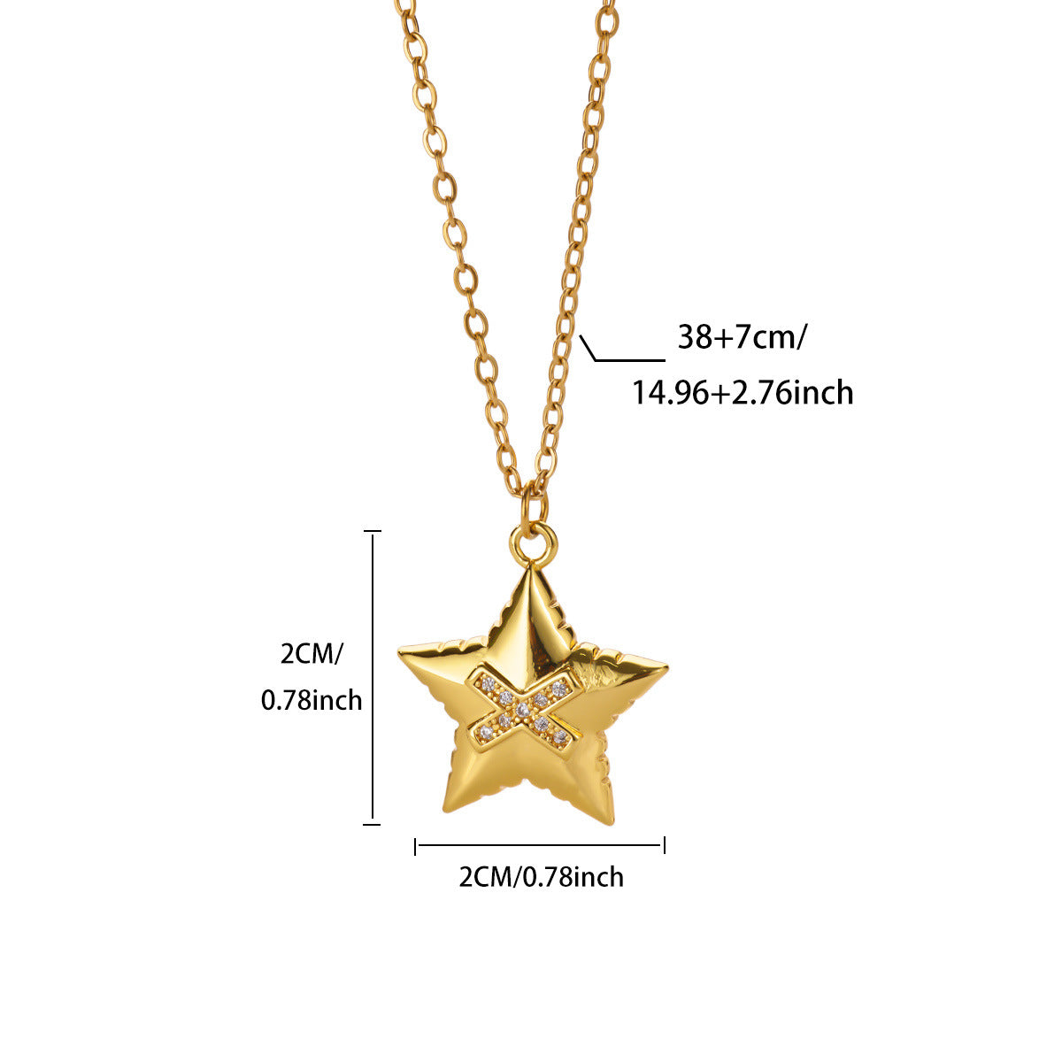 Star Moon Gold-plated Stainless Steel Chain Necklaces