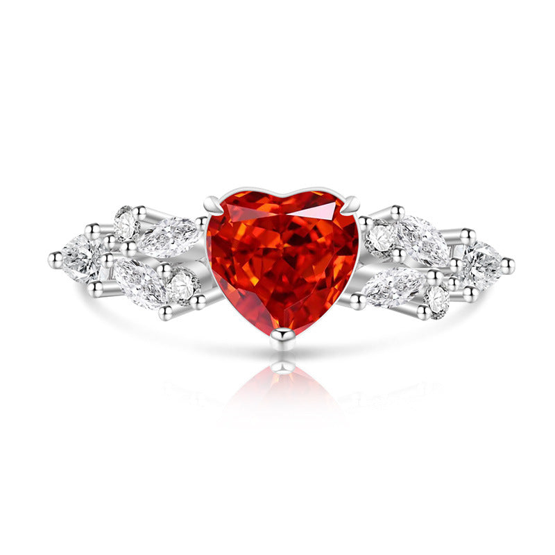 Love Heart-shaped Super Flash High Carbon Diamond Fashion Rings