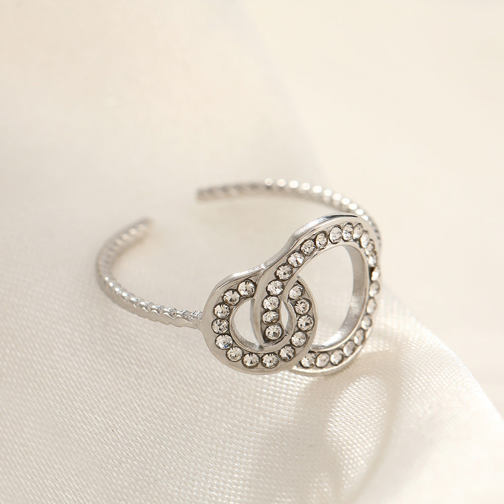 French Style Open Mouth Cold Stainless Steel Personality Special Interest Ring