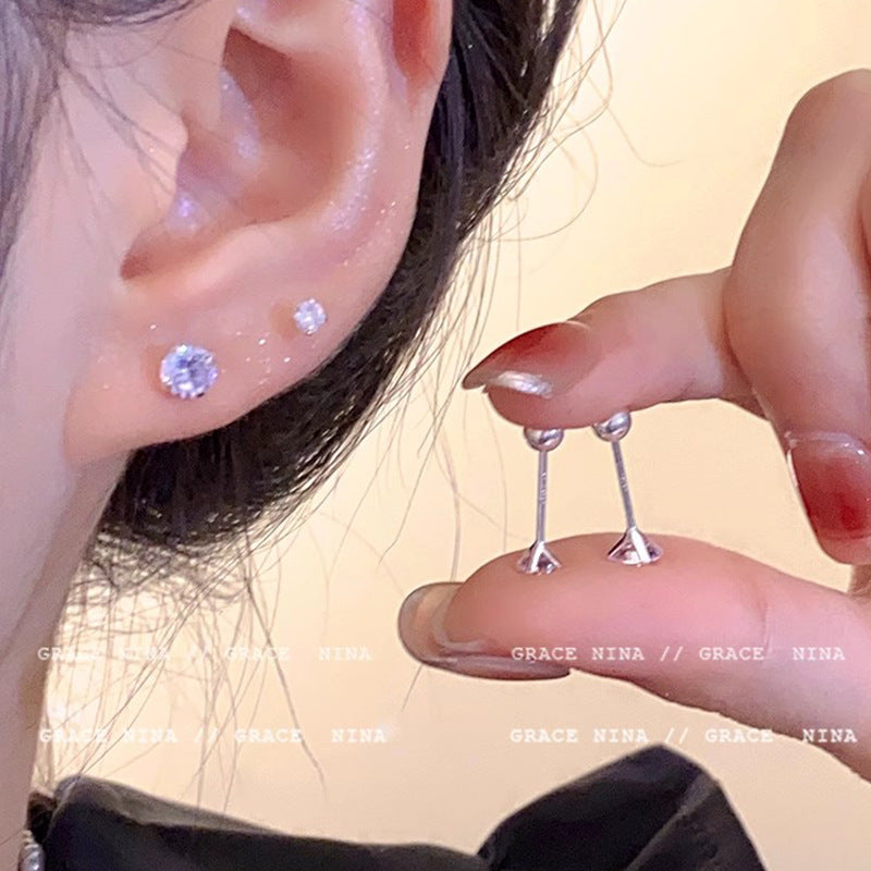 Women's Before Sleep Super Flash Zircon Ear Bone Exquisite Small High Rings