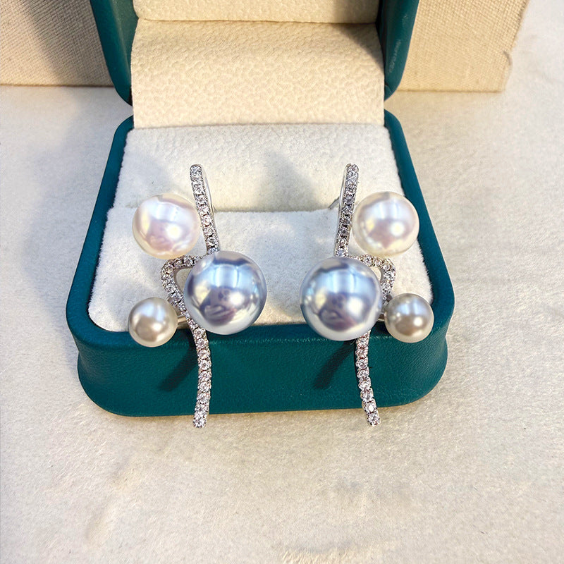 Women's Needle Full Diamond Curve Bubble High-grade Light Luxury Fashionable Earrings