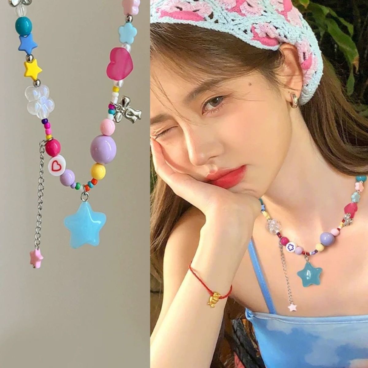 Dopamine Colorful Flower Sweet Temperament Girly Style Clavicle Necklaces