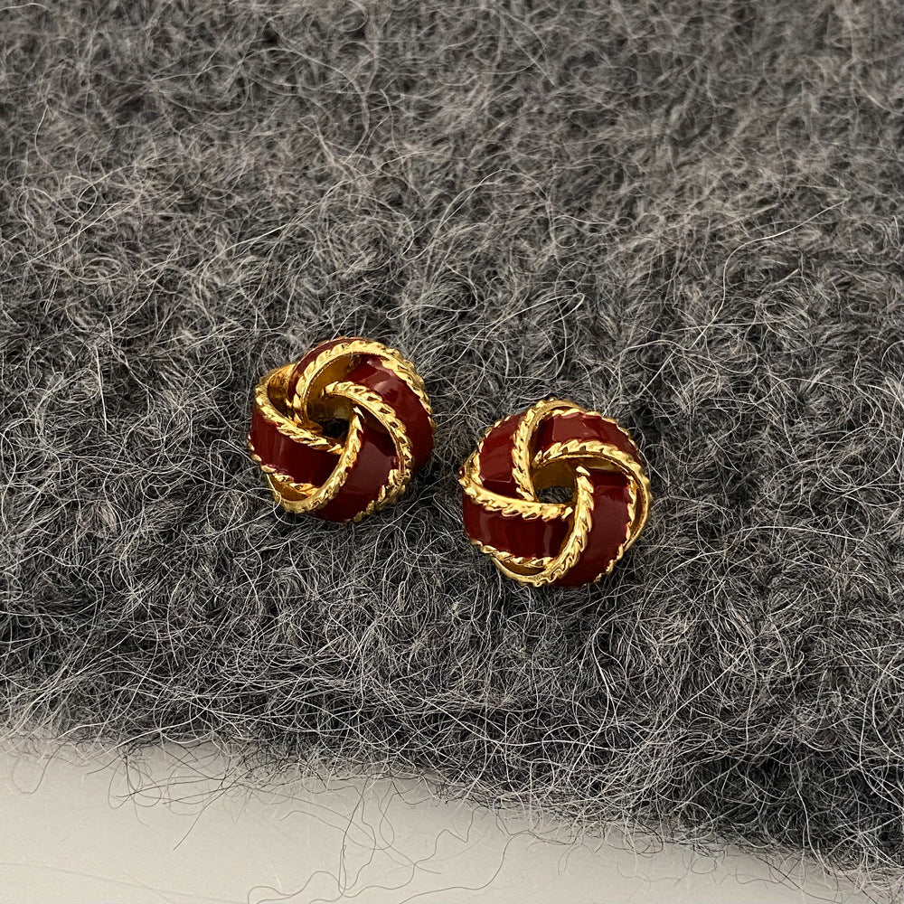 French Retro Truelove Knot Light Luxury High Sense Design Earrings