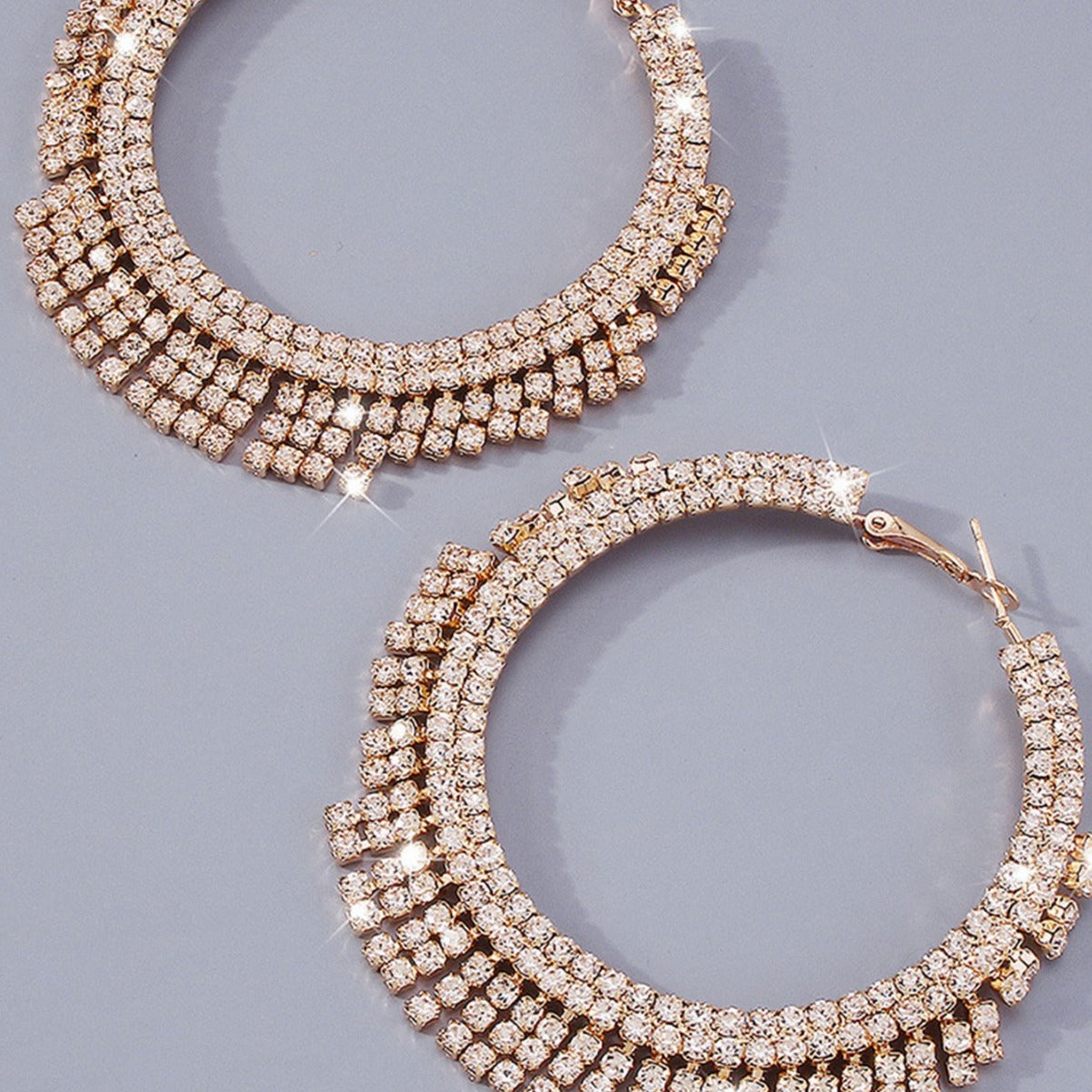 Women's High Profile Generous Rhinestone Tassel Big Circle For Daily Earrings