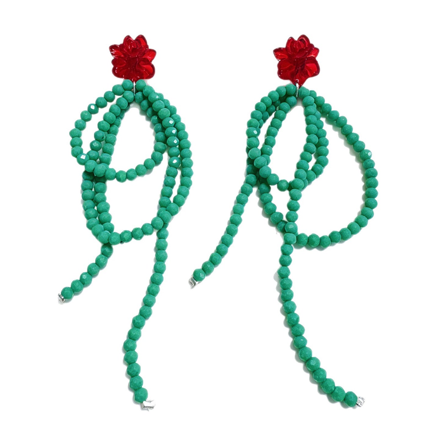 Women's Mi Niche Design High-grade Flower Beaded Tassel Earrings