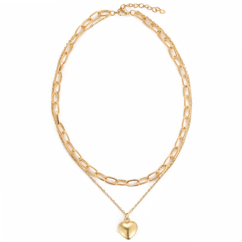 Cold Style Pullover Chain Peach Heart Necklaces