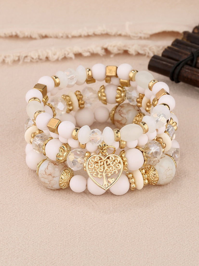 Bohemian Ethnic Style Crystal Peach Heart Beaded Bracelets