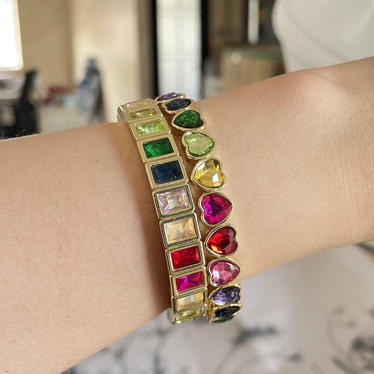 Color Fashion Geometry Pattern Square Heart Bracelets