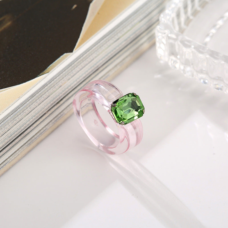 Sweet Colorful Heart Cute Resin Single Rings