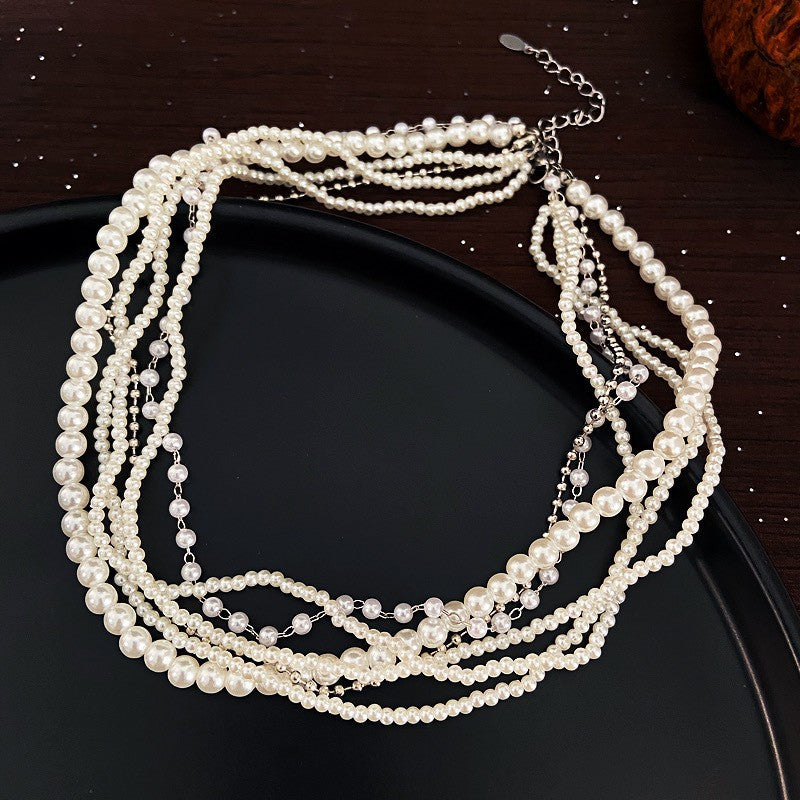 Pearl Short Design Rhinestone Collar Temperament Necklaces