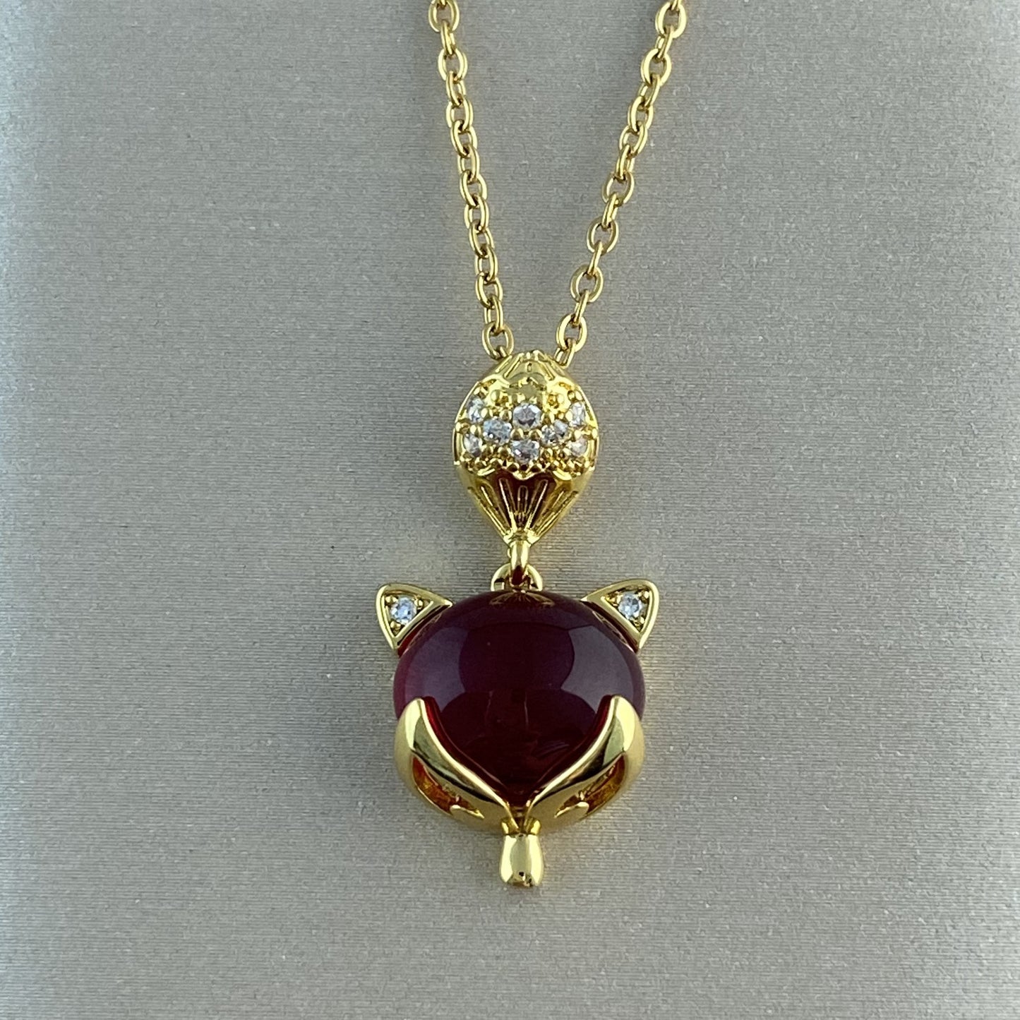 Women's Real Gold Plating Opal Fox Clover Pendants