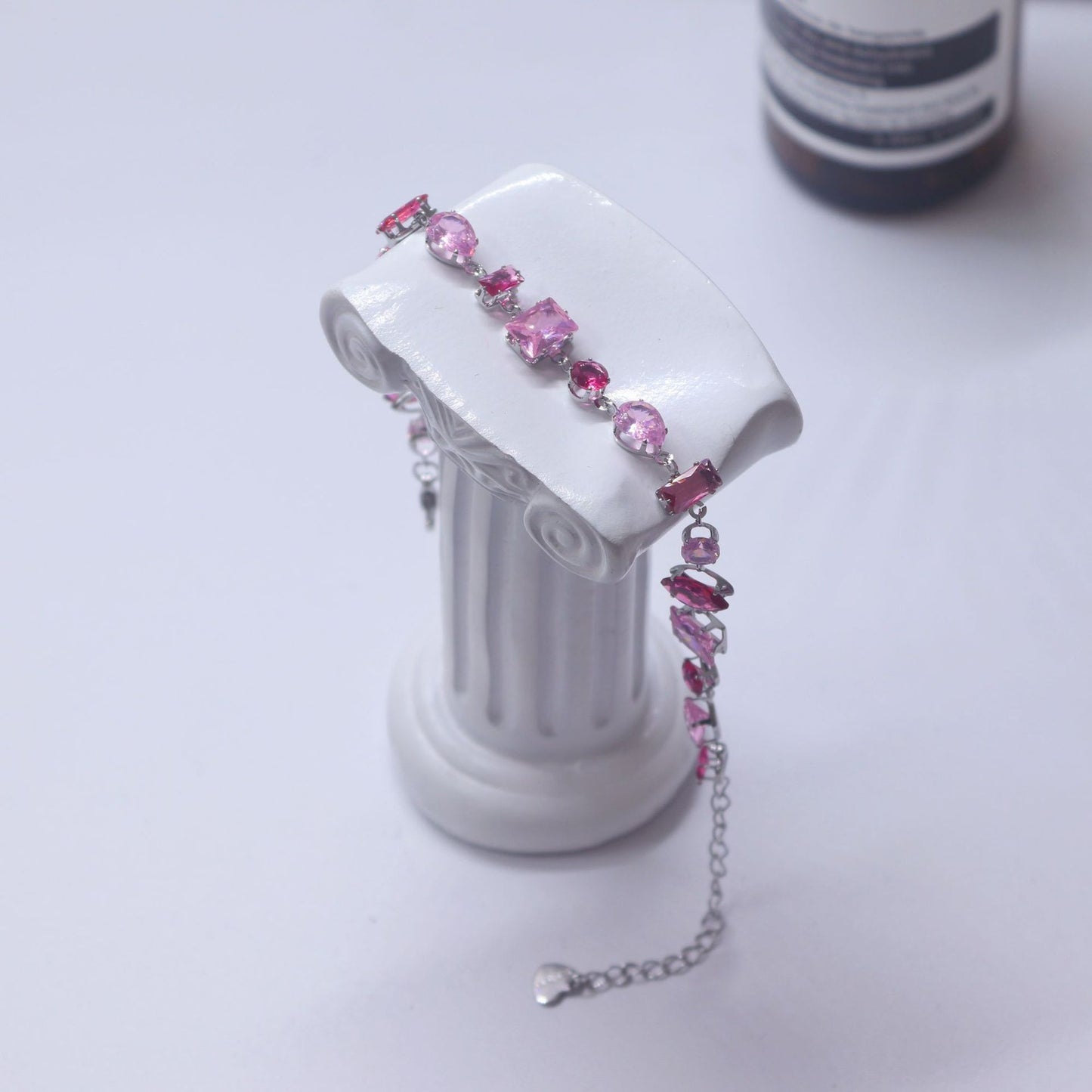 Women's Design High-grade Stainless Steel Pink Rose Red Fashion Crystal Candy Bracelets