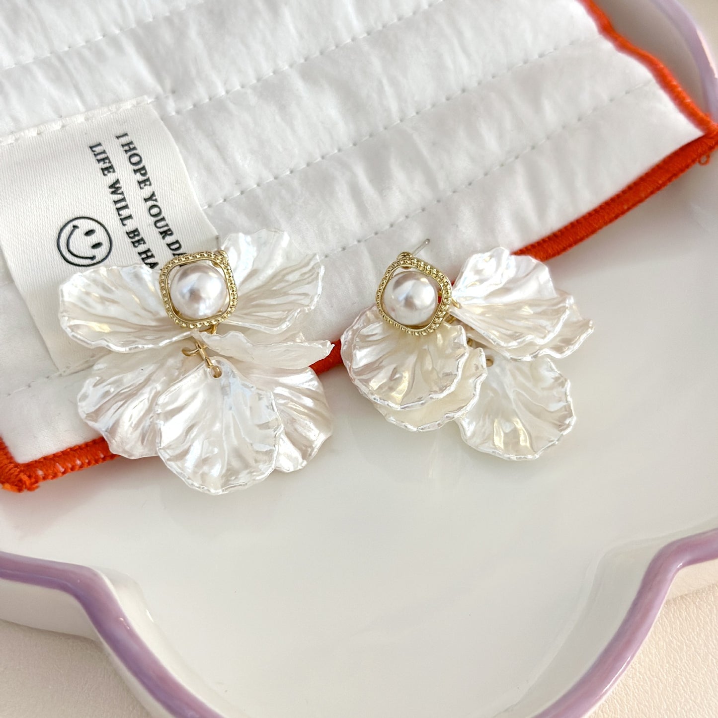 Pearl Flowers Petal Fringed Retro Super Fairy Earrings