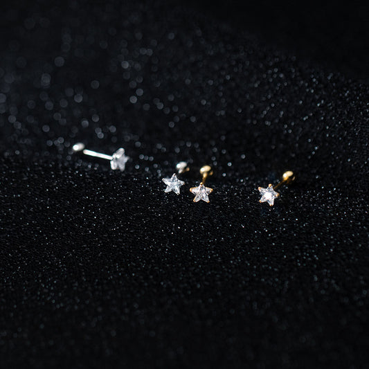 Love Lodge Sier Diamond Star Ear Square Geometric Earrings