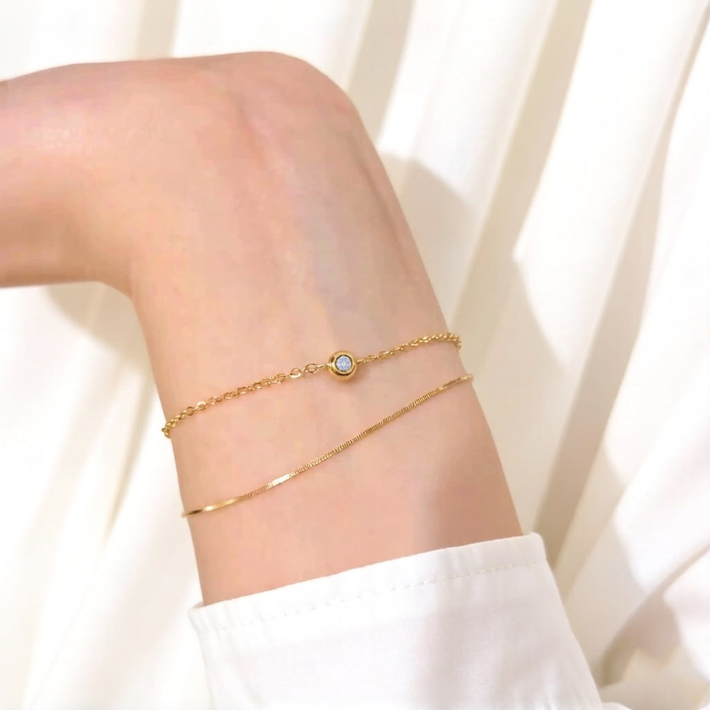 Gold Micro Inlaid Zircon Bubble Light Bracelets