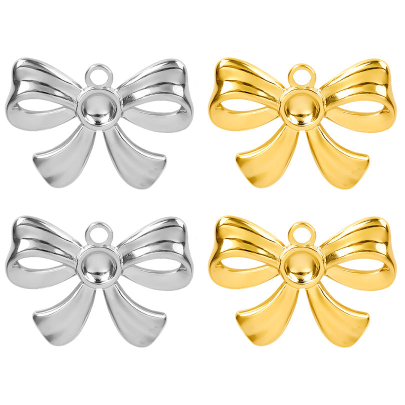 Stainless Steel Golden Bow Fashion Ornaments Pendants