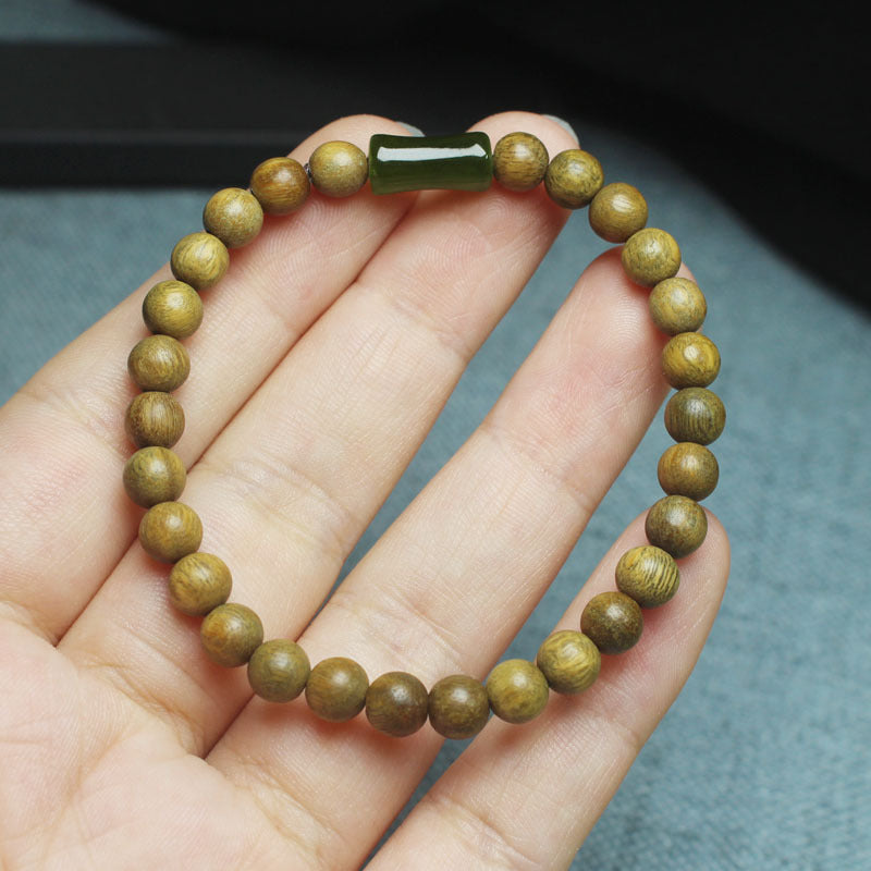 Women's & Men's Green Sandalwood Bamboo Simple Style Beads Bracelet