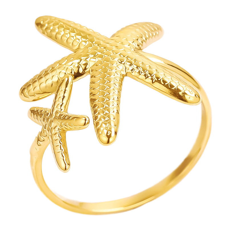 Stainless Steel Exaggerated Irregular Starfish Niche Opening Adjustable Rings