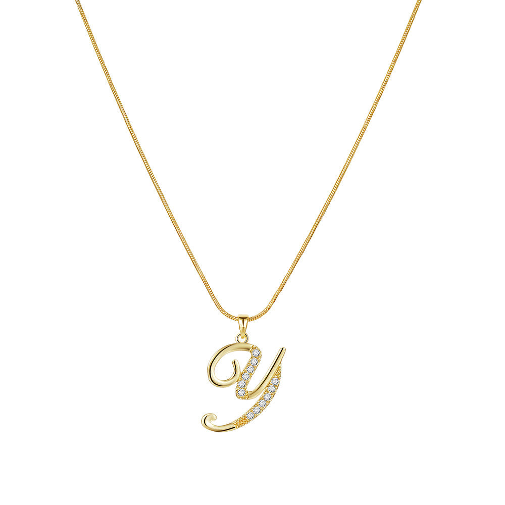 Simple Copper Inlaid Zircon Snake Chain Gold Advanced Necklaces