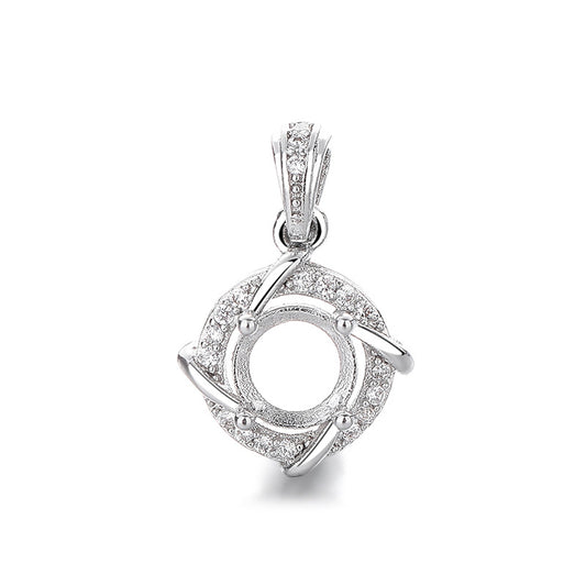 Empty Holder Copper Inlaid Round Jade Chinese Pendants