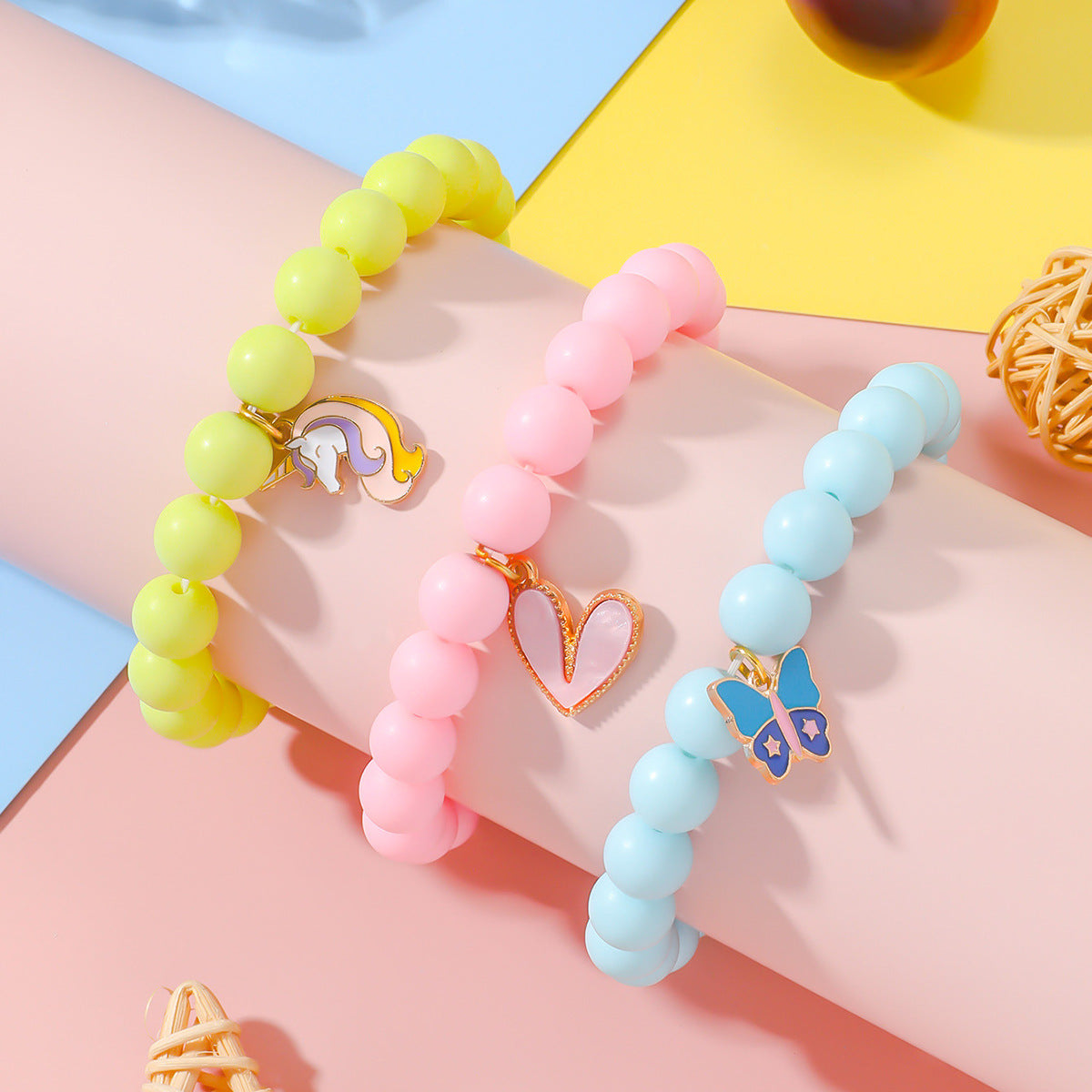 Cute Cartoon Dopamine Unicorn Rainbow Butterfly Bracelets