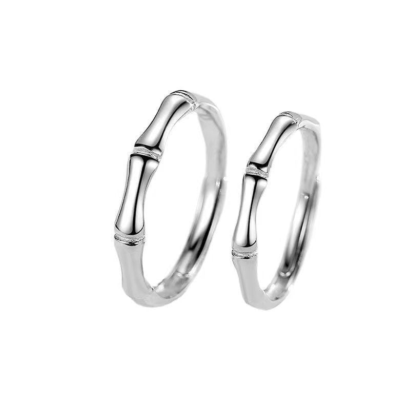 Women's & Men's Bamboo Simple Niche Commemorative Couple One Pair Ring