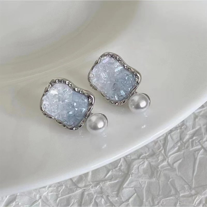 Debris Gradient Crystal Flowers Butterfly Female Special Interest Earrings