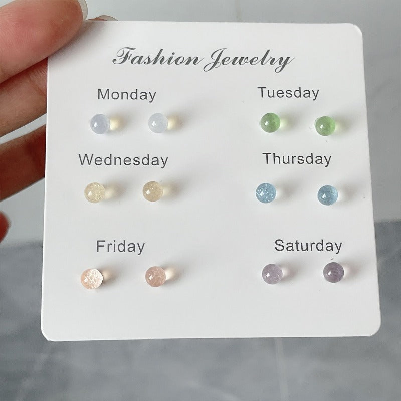 Series Simple Small Ice Transparent Bean-shaped Earrings