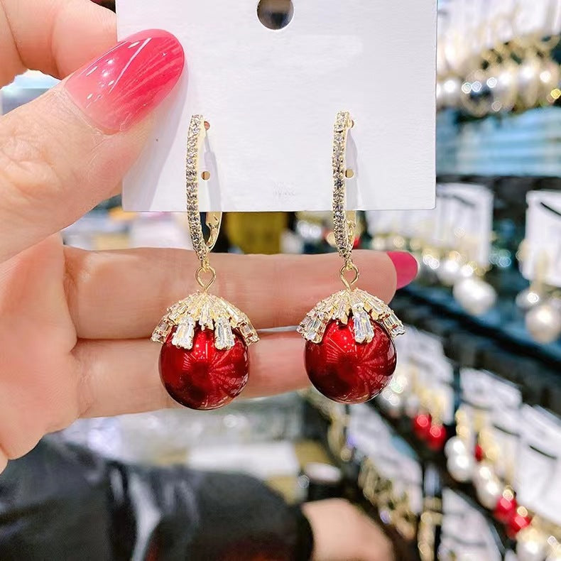 Women's High-grade Zircon Pearl Eardrops Trendy Sier Earrings